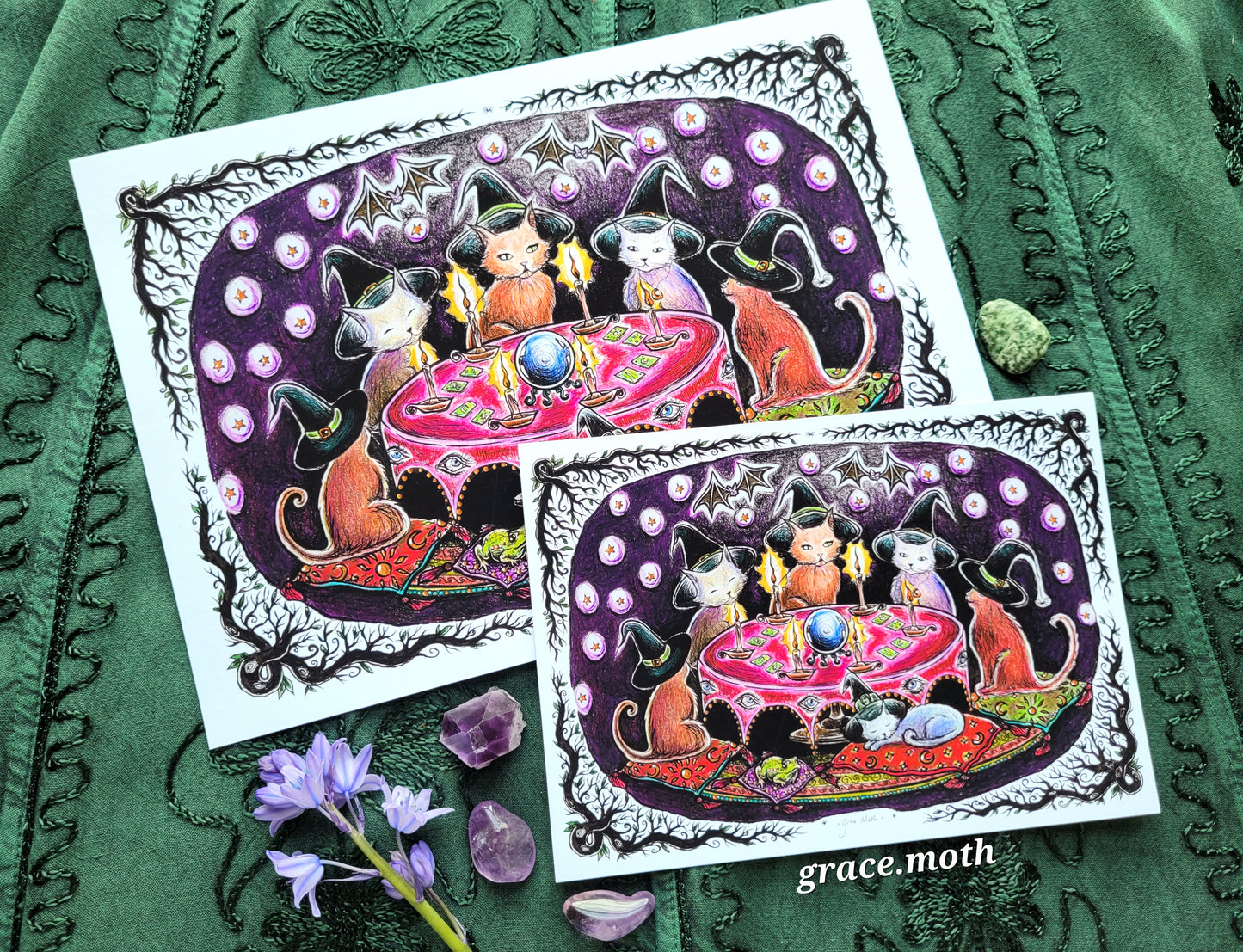 Cat Coven - A5 or A4 art print by Grace Moth