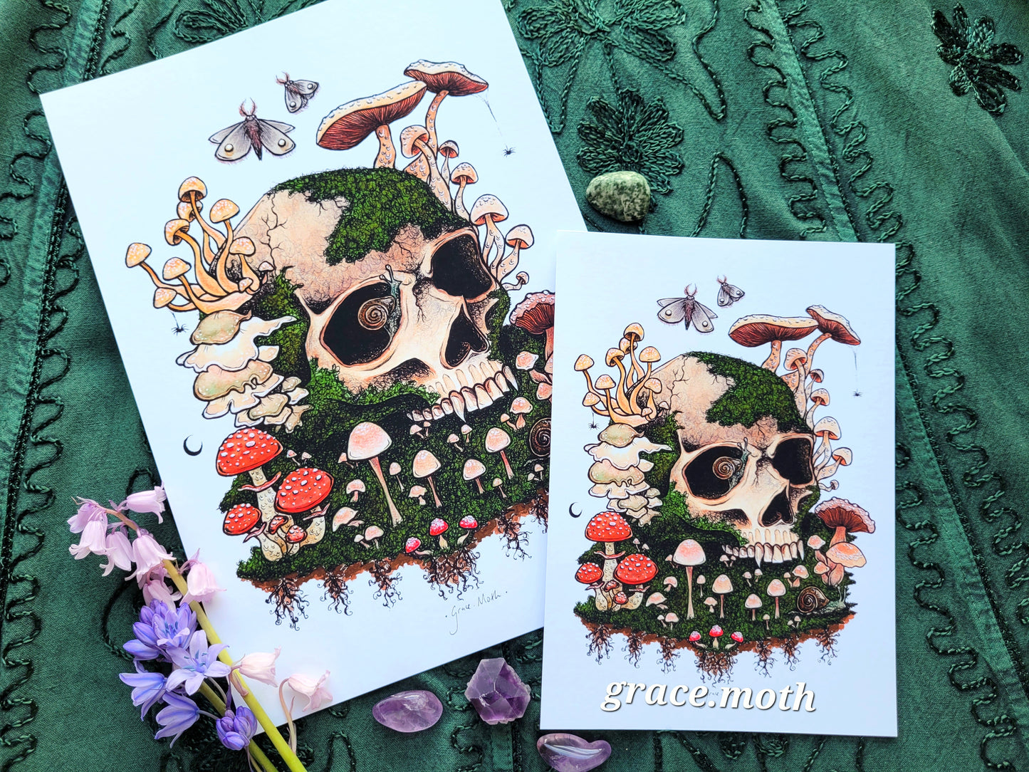 Here lies a Fungi - A5, A4 or A3 art print by Grace Moth - 5.8 x 8.3