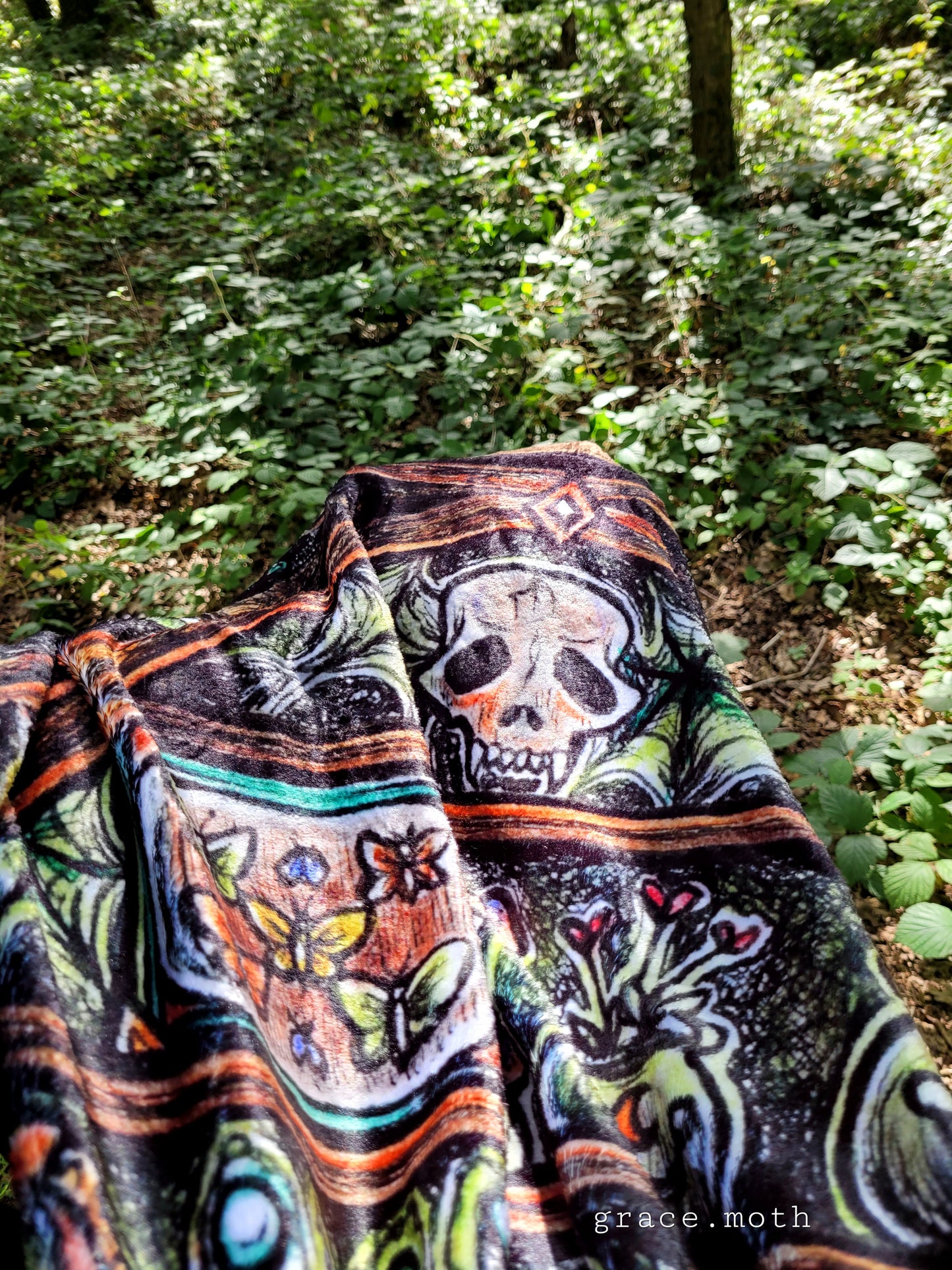 Apothecary Shelves brown throw blanket - witchy gothic original design by Grace Moth - 50" by 60"