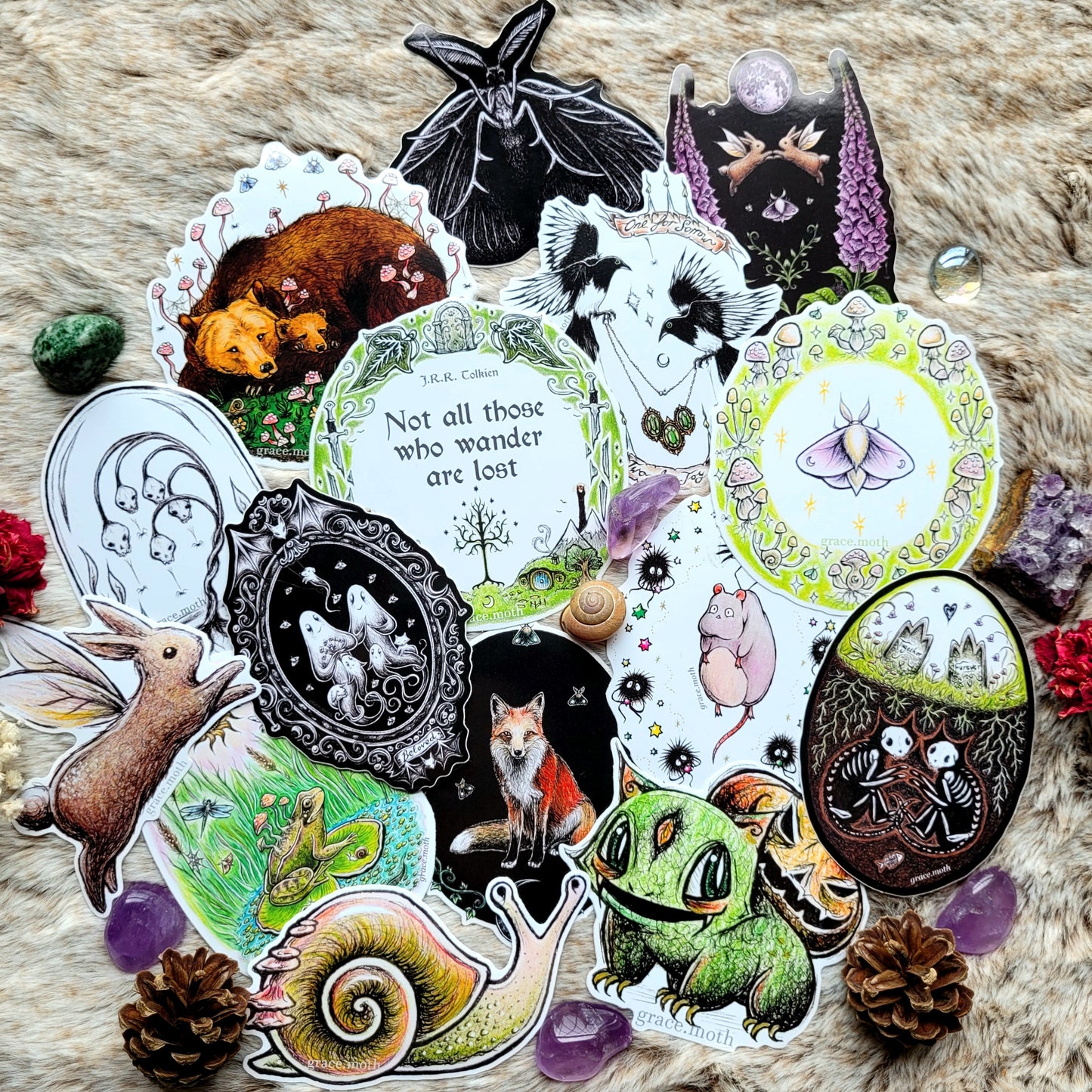 Bell Jar Ghost Plant - Vinyl Sticker 10cm - Cottagecore - Witchy - Gothic - Illustrated by Grace moth