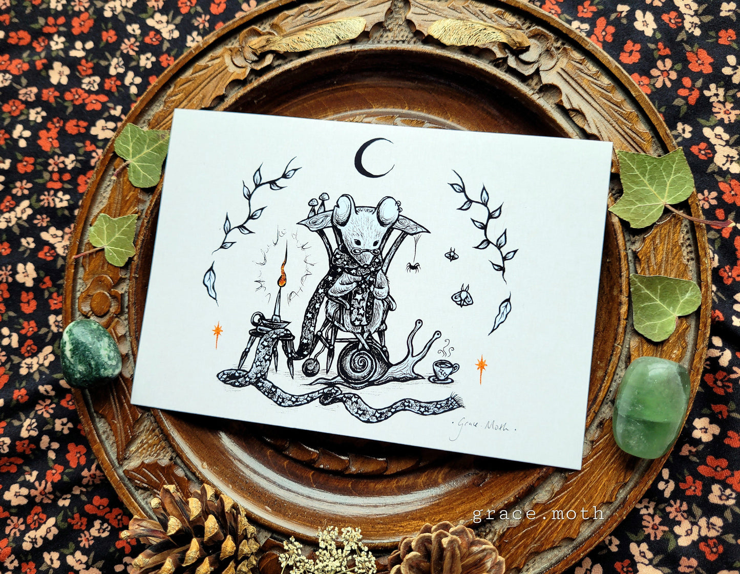 Knitting Mouse - A6 print by Grace Moth - 5.8 x 4.1