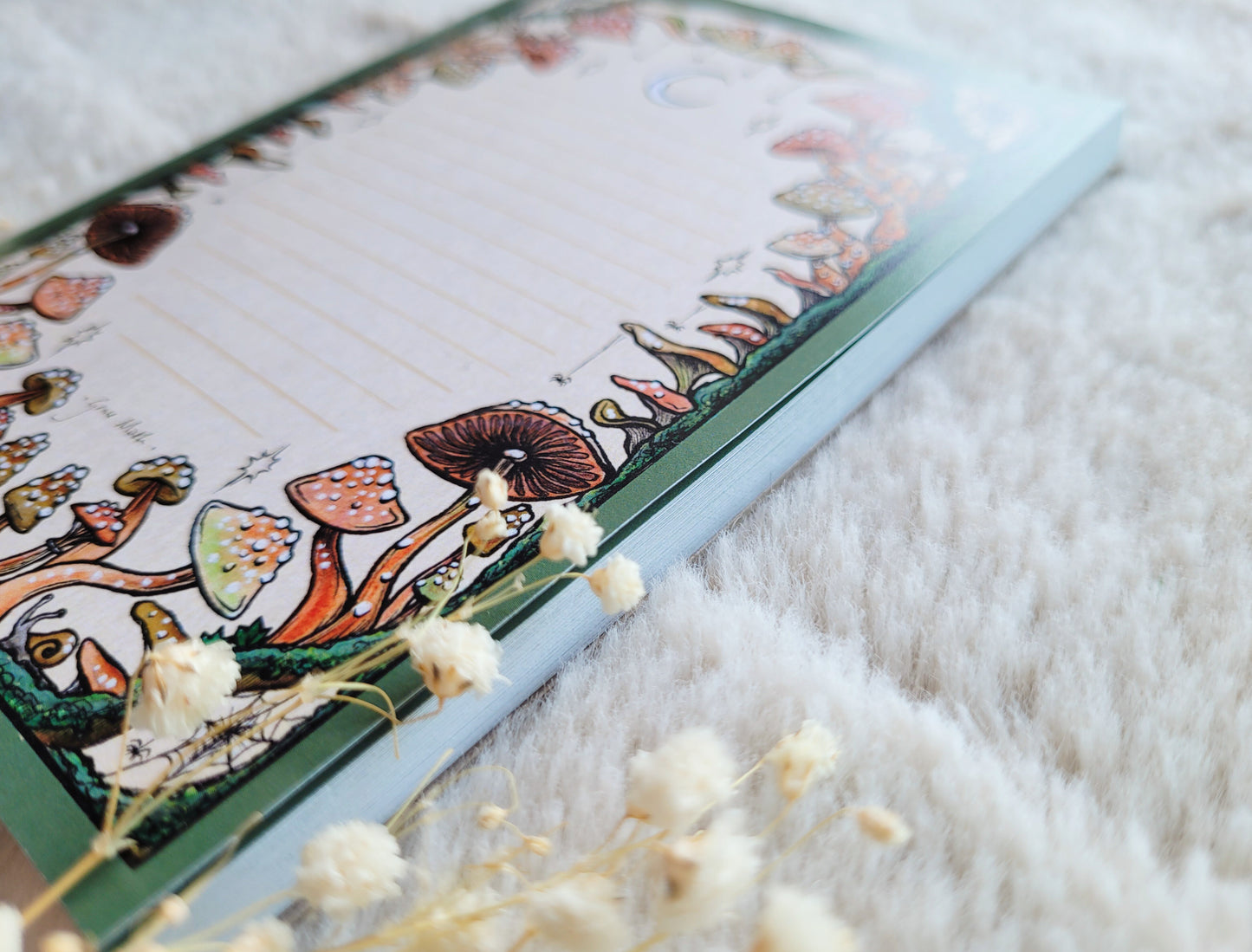 Fungi frame Notepad - lined A6 size, 50 pages, professionally printed - by Grace Moth