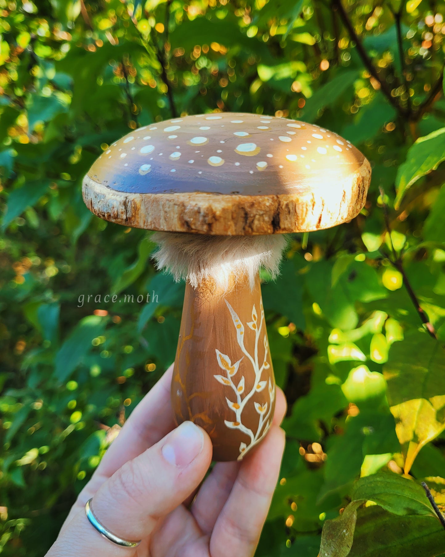 Original painted Rust Toadstool - One of a kind handmade mushroom ornament by Grace Moth