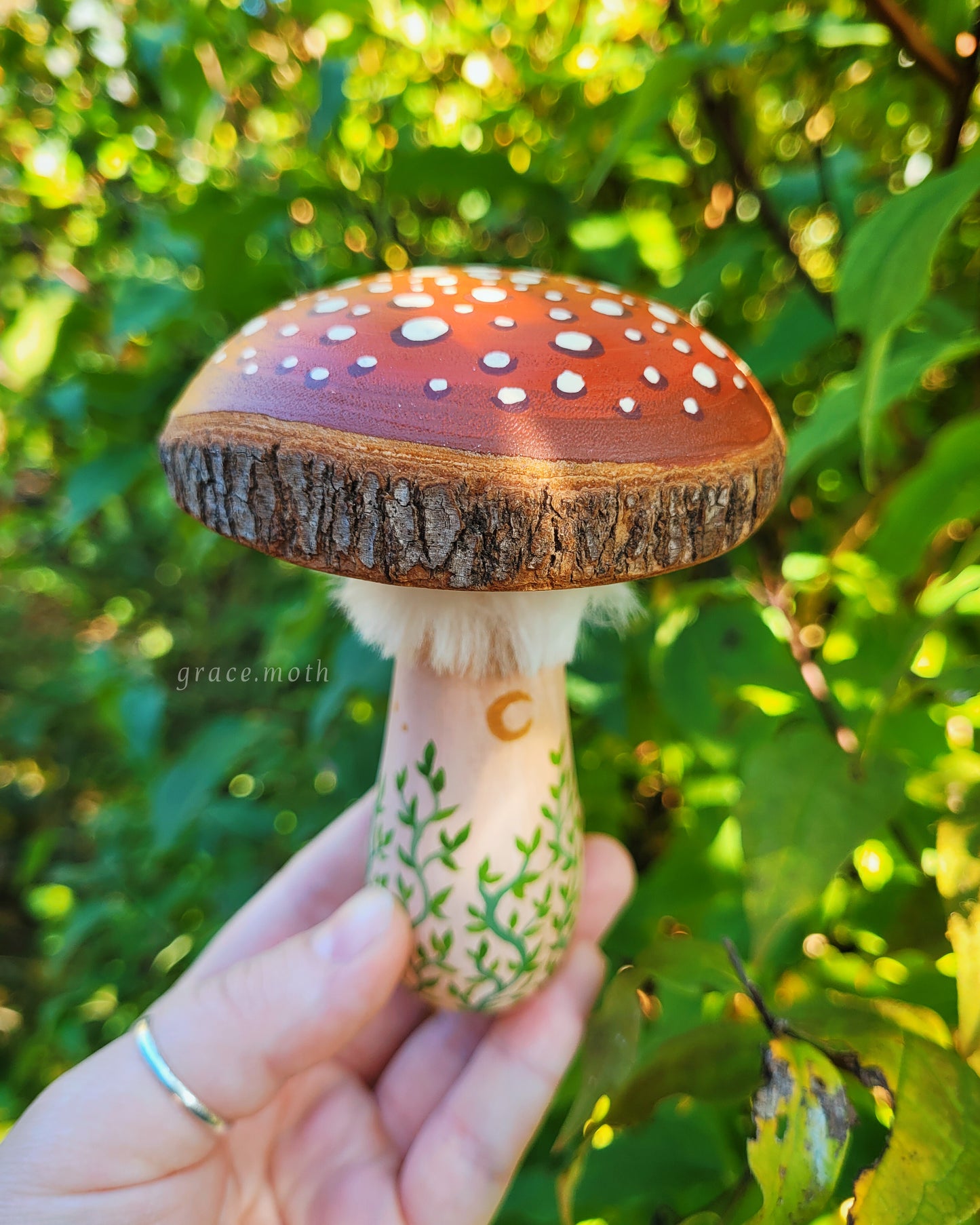 Original painted Red Toadstool - One of a kind handmade mushroom ornament by Grace Moth