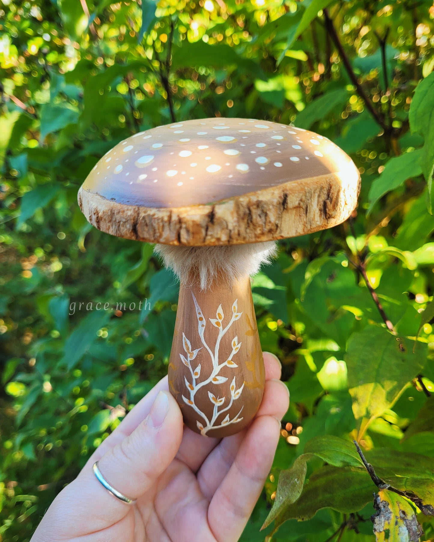 Original painted Rust Toadstool - One of a kind handmade mushroom ornament by Grace Moth