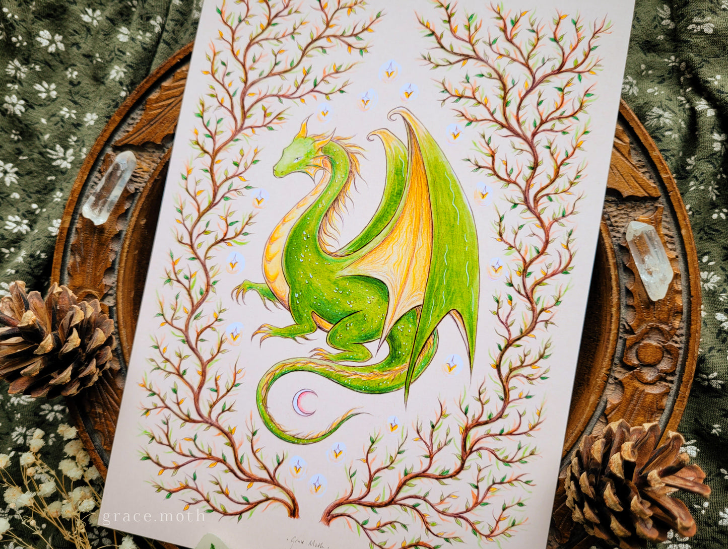 Nature Dragon - A5, A4 or A3 Art print illustrated by Grace Moth