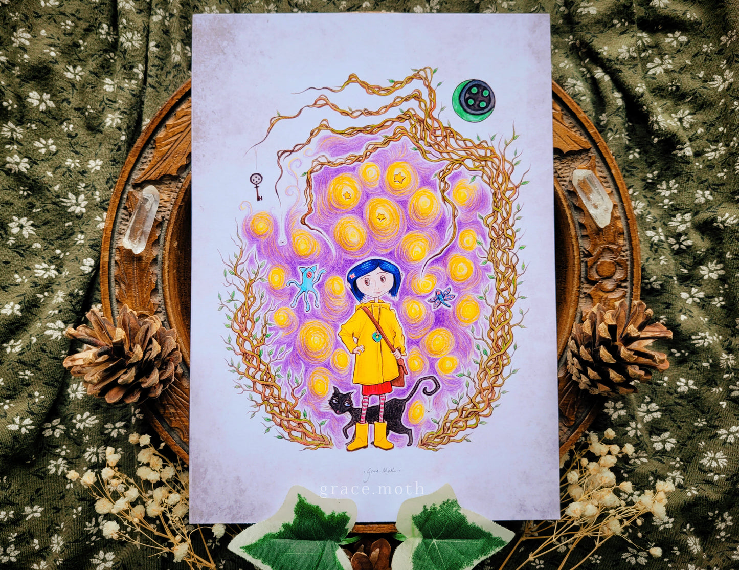 Coraline Scene - A5, A4 or A3 Art print illustrated by Grace Moth