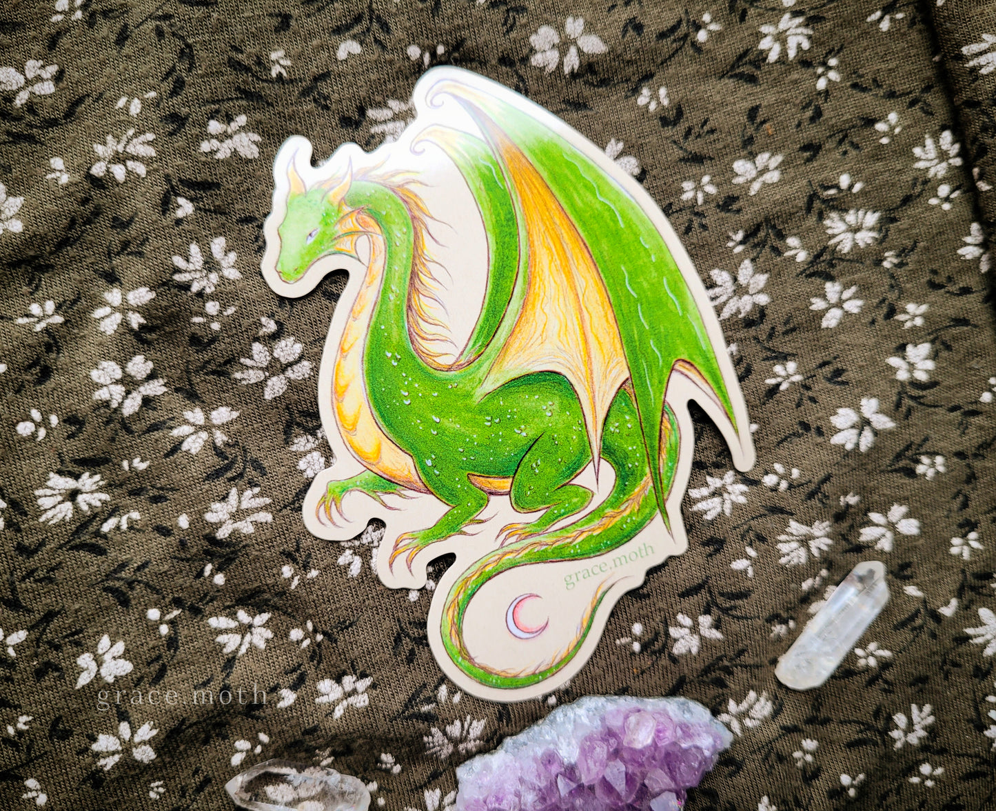Nature Dragon - Vinyl Sticker - 10cm illustrated by Grace Moth