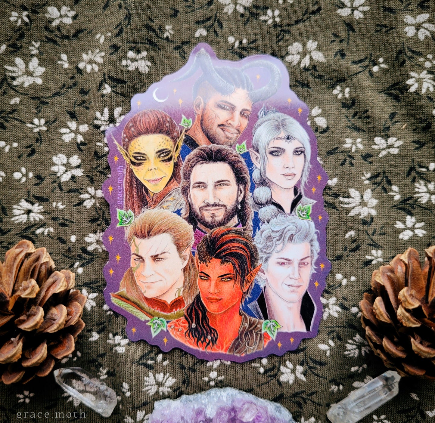 Baldurs Gate 3 - Vinyl Sticker - 10cm illustrated by Grace Moth - BG3, Dnd, Companions, Gaming
