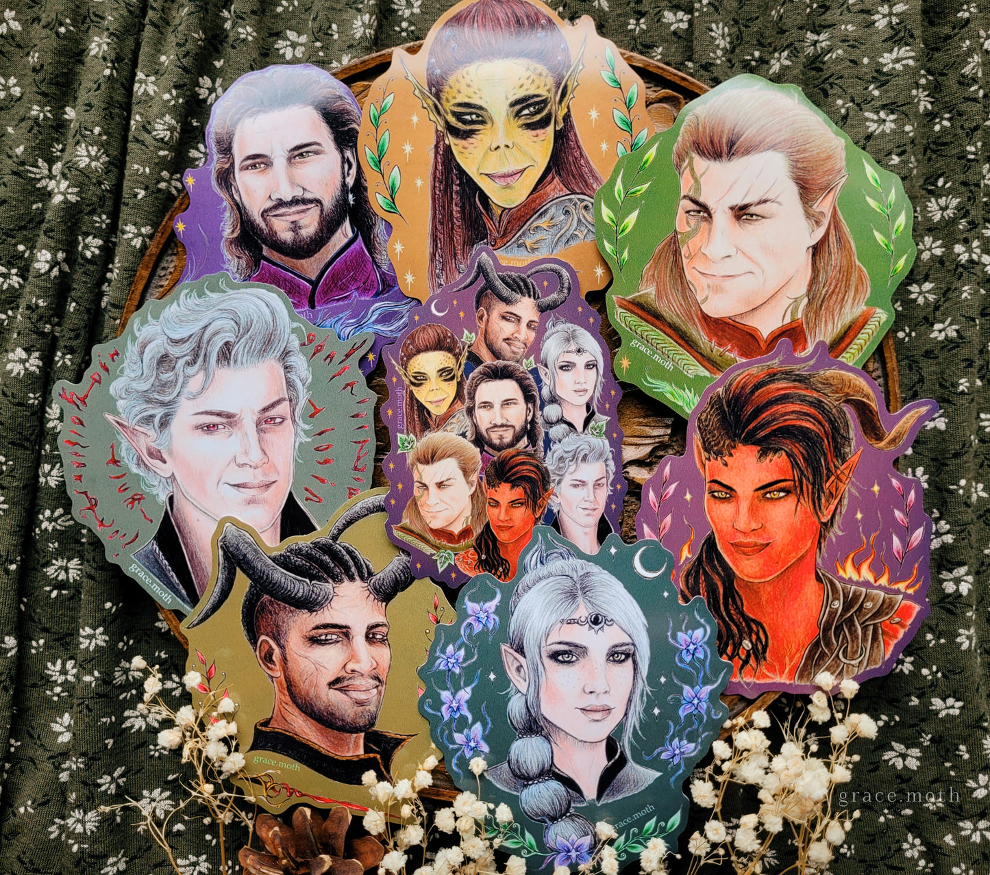 Baldurs Gate 3 - Vinyl Sticker - 10cm illustrated by Grace Moth - BG3, Dnd, Companions, Gaming