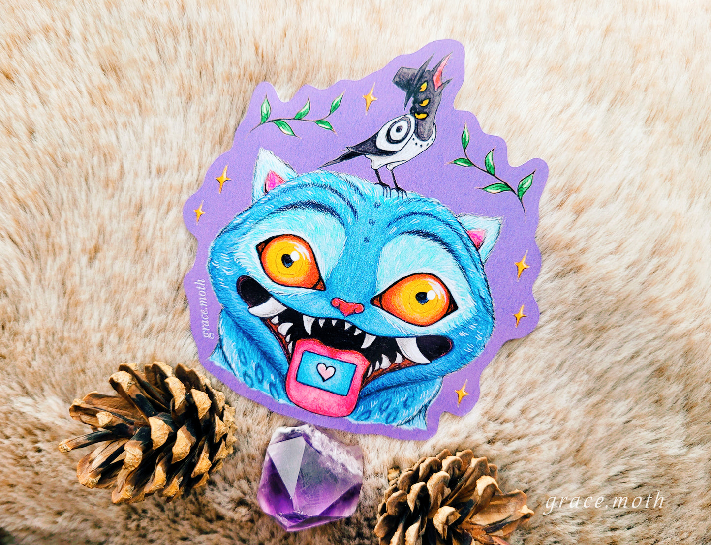 Derpy Tiger - Vinyl Sticker - 10cm illustrated by Grace Moth - Magpie, kpop demon hunters inspired