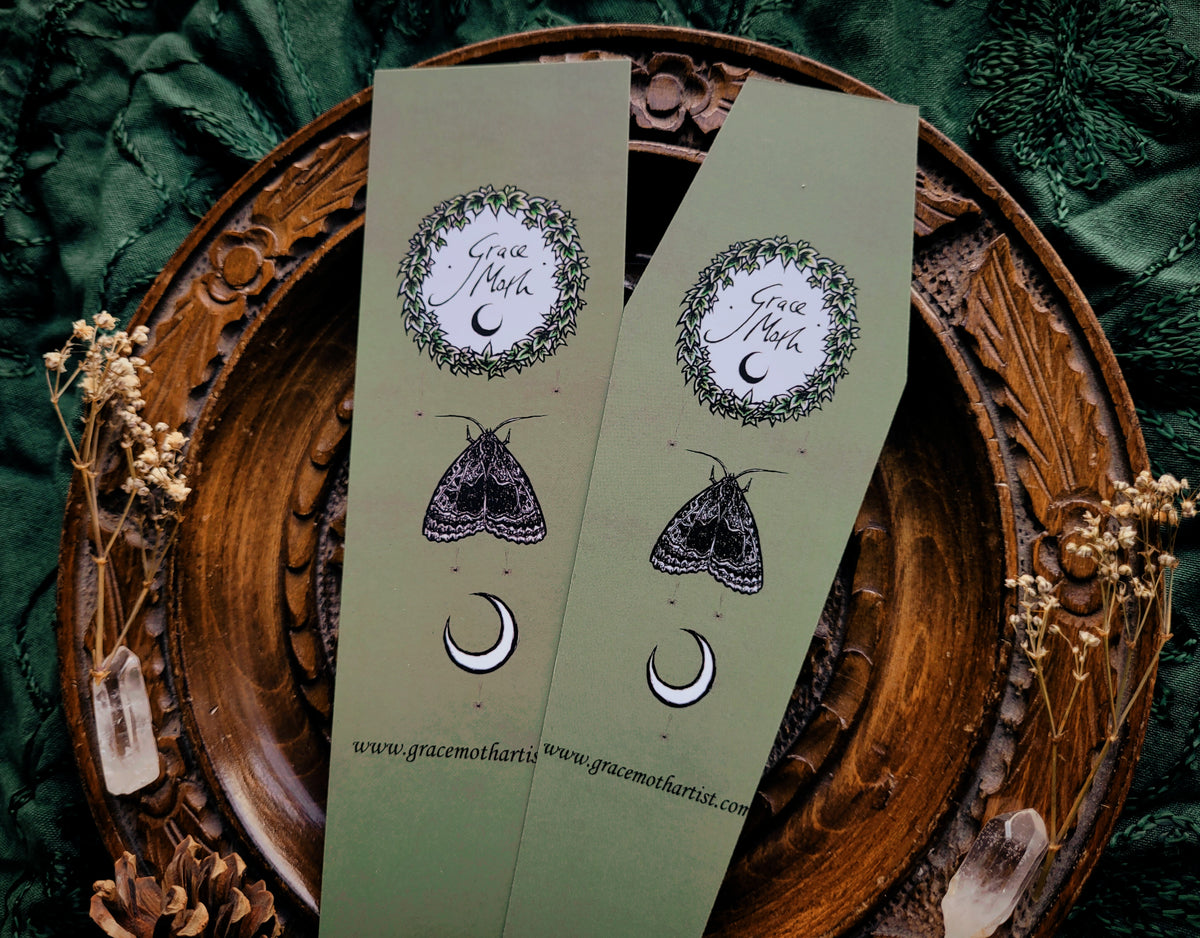 Creepy House Bookmark - illustrated by Grace Moth, gothic inkwork