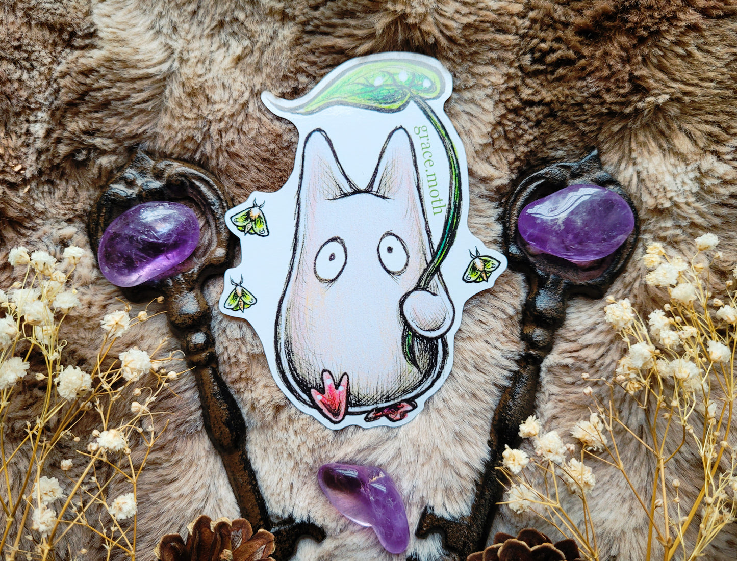 Nature spirit - Vinyl Sticker 10cm - Japanese Anime inspired art - Witchy - Gothic - Illustrated by Grace moth