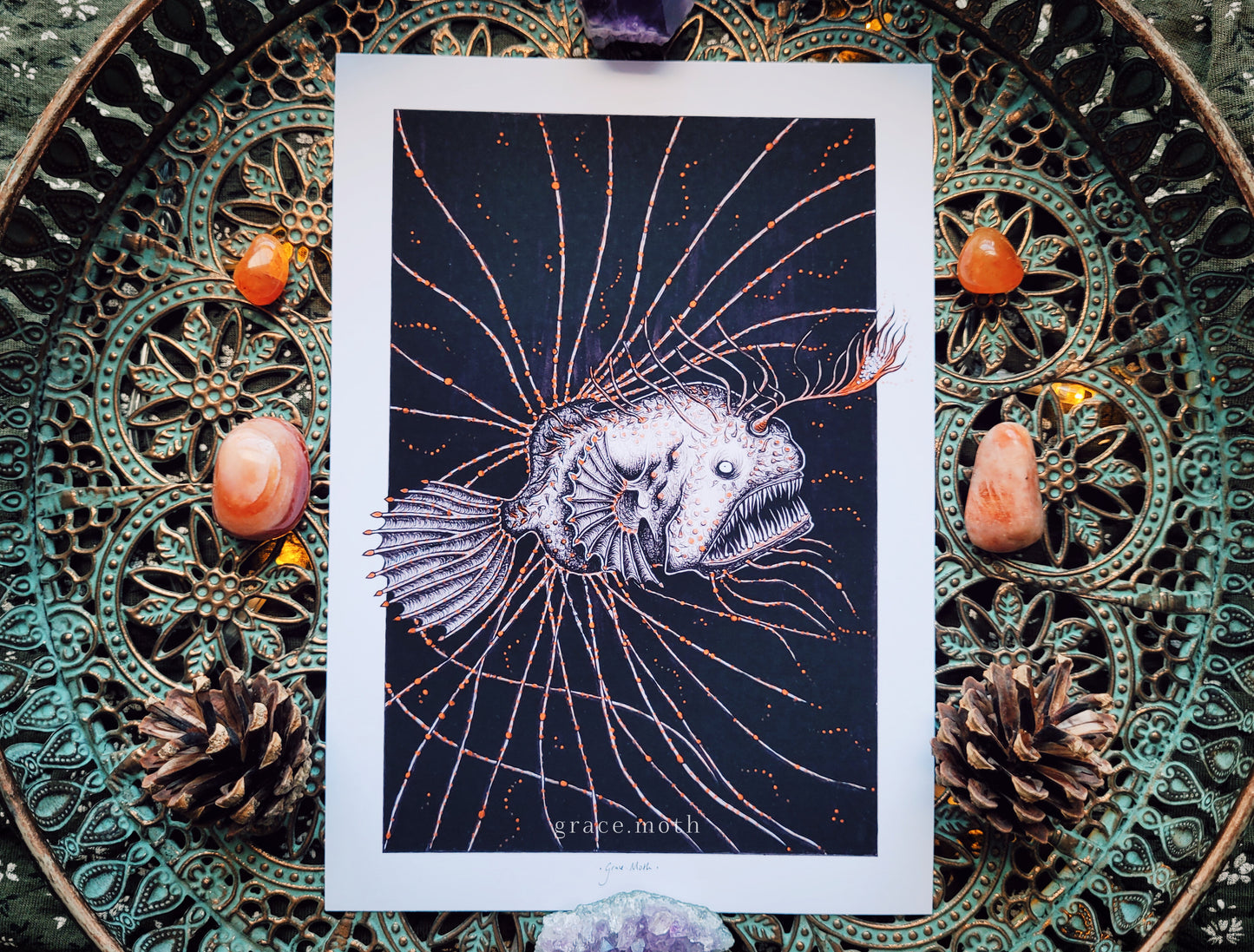 Anglerfish of the Depths - A5, A4 or A3 Art print illustrated by Grace Moth