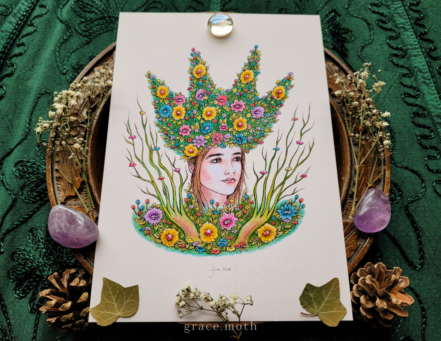 May Queen - A5 or A4 art print by Grace Moth - 5.8 x 8.3 - Midsommar inspired
