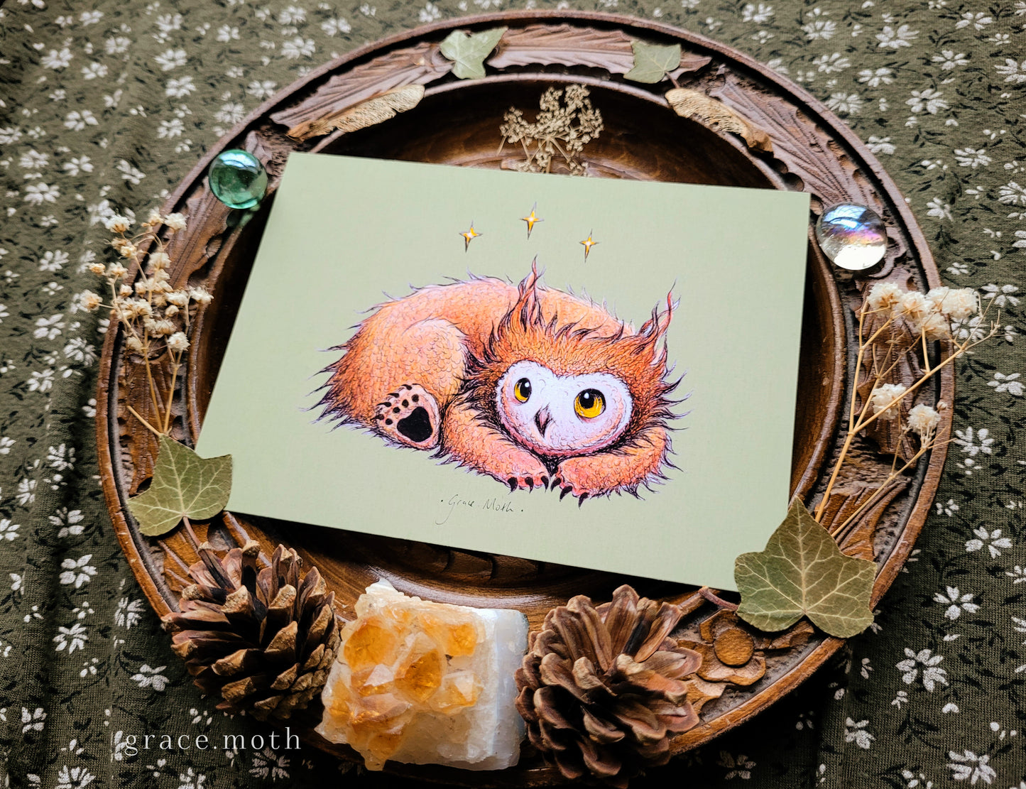Owlbear Cub - DnD BG3 Balders gate inspired - A6 print by Grace Moth - 5.8 x 4.1