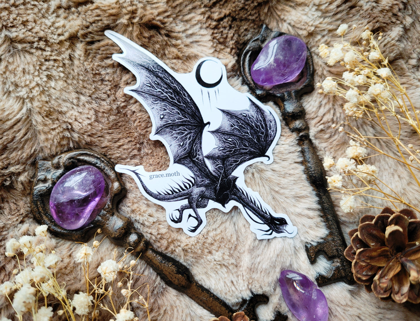 Fell Beast Dragon - Vinyl Sticker 10cm - Lord of the rings Nazgul - Witchy - Gothic - Illustrated by Grace moth