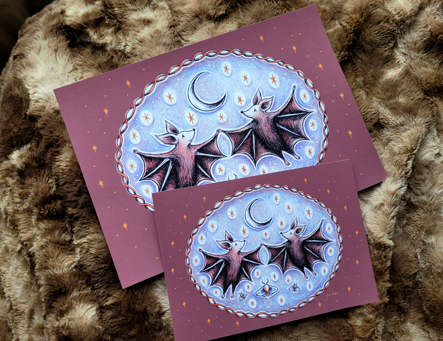 Bat Dance - Purple - A5 or A4 art print by Grace Moth