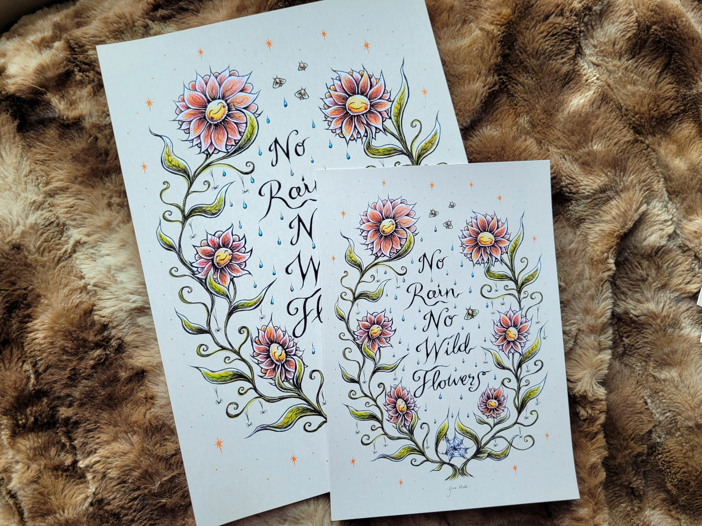 Wildflowers - A5 or A4 art print with cream background, by Grace Moth