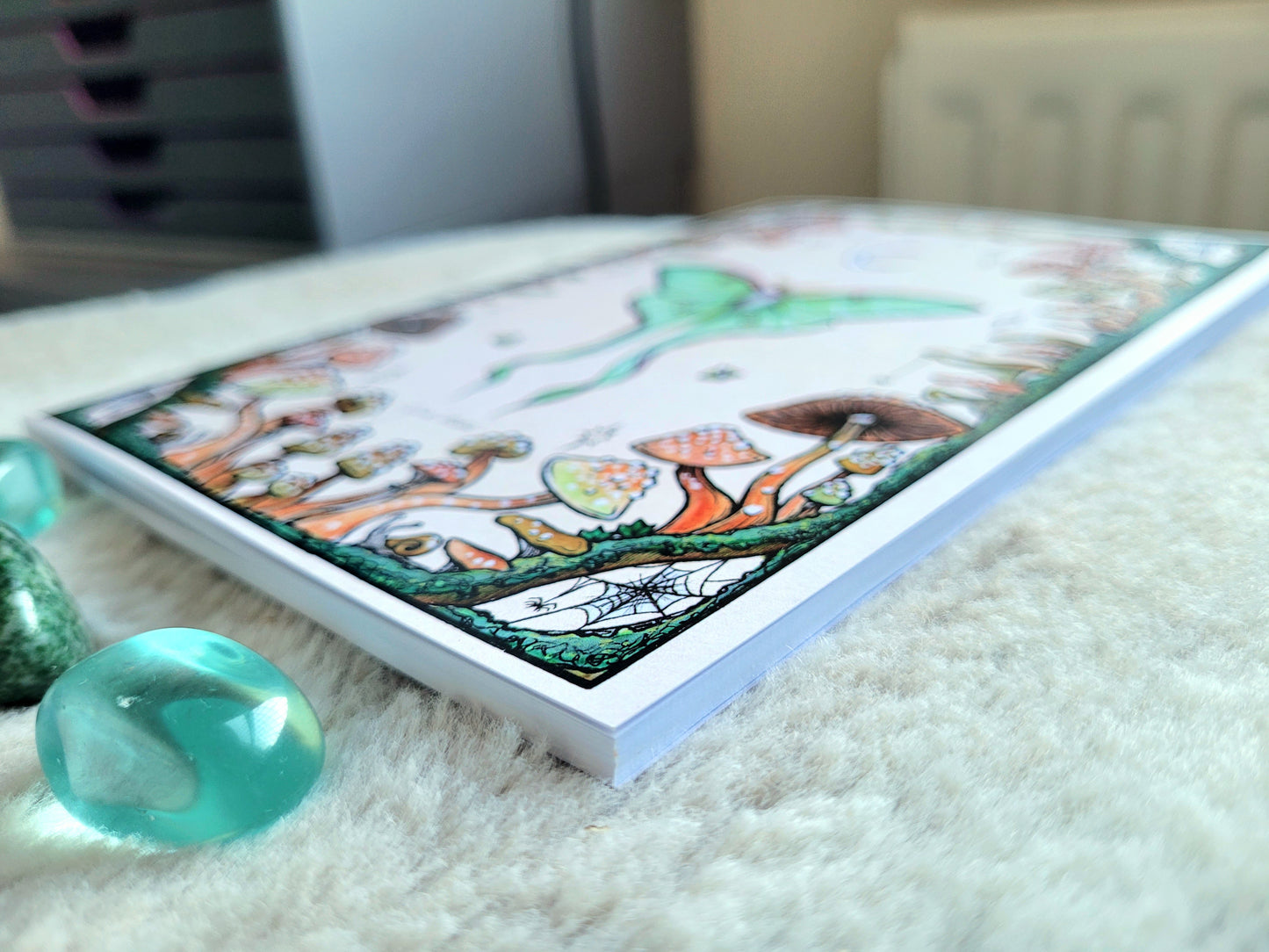 Luna Moth Notebook - lined A5 size, 80 pages, professionally printed - by Grace Moth