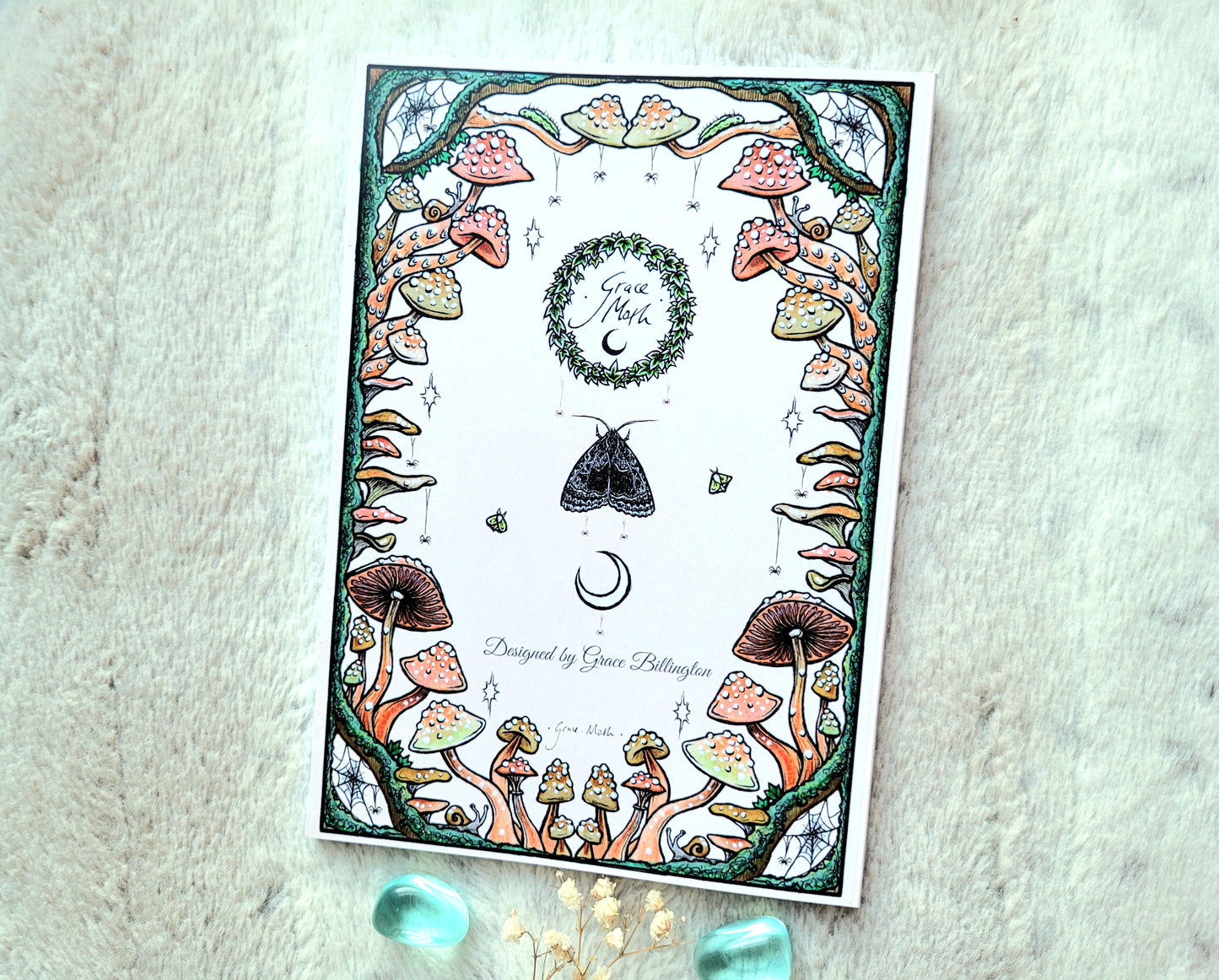 Luna Moth Notebook - lined A5 size, 80 pages, professionally printed - by Grace Moth