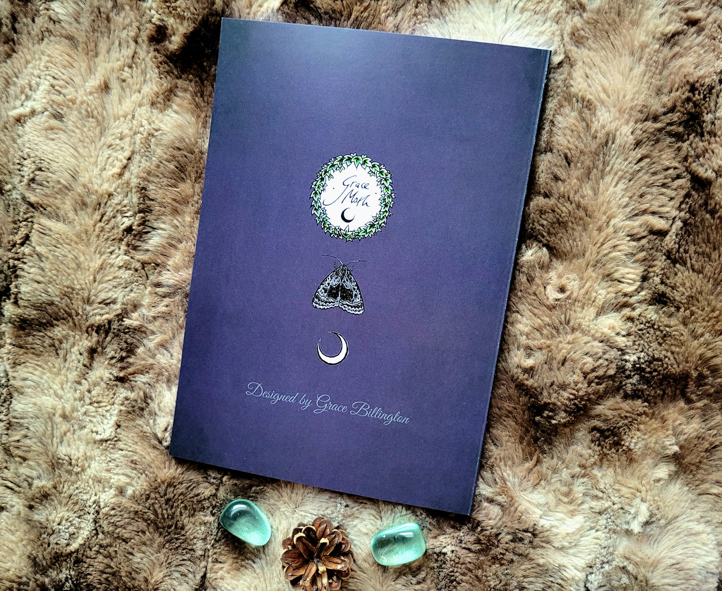 Wise Moon Notebook - lined A5 size, 80 pages, professionally printed - by Grace Moth