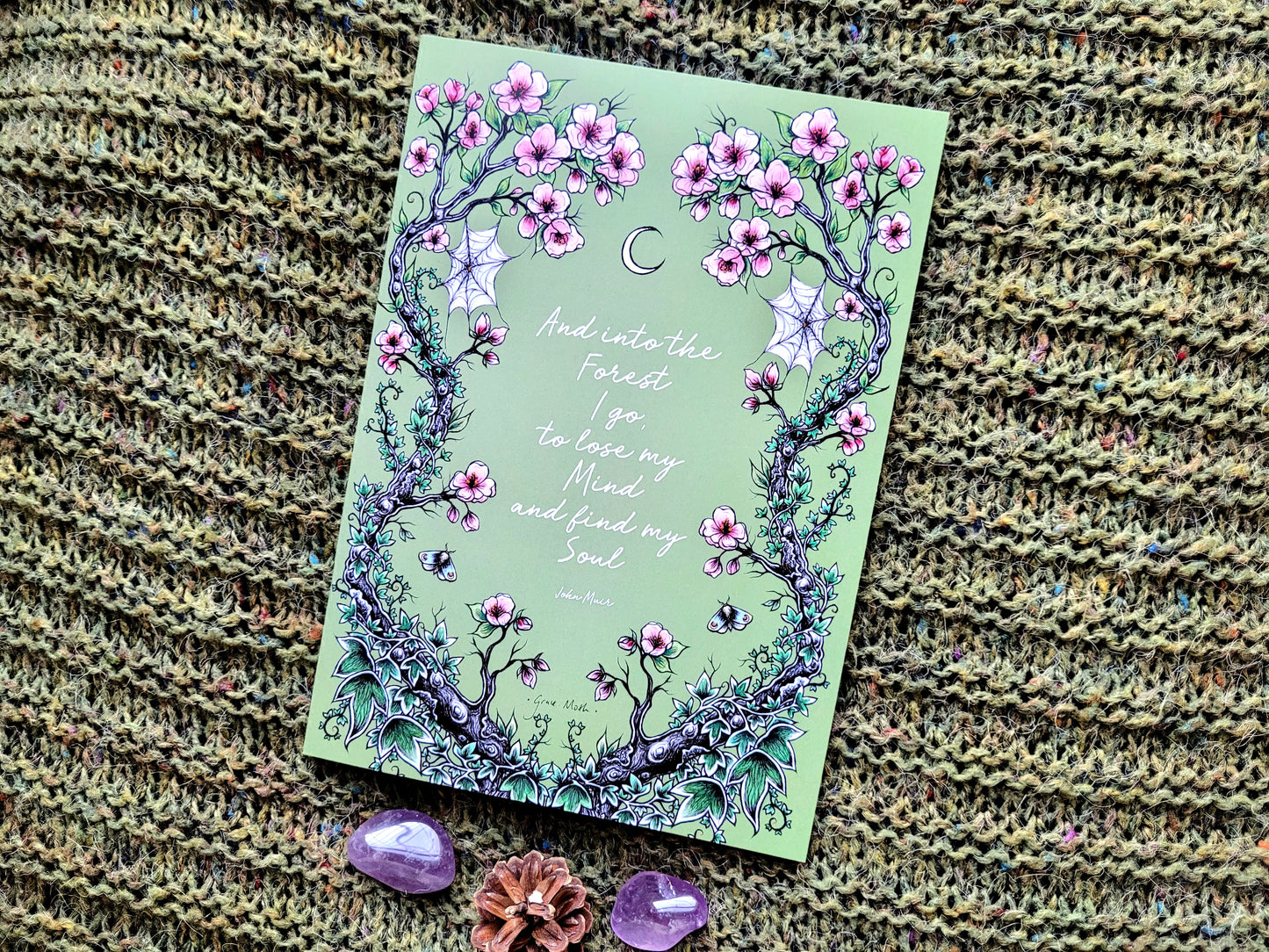Pink Blossom Notebook - lined A5 size, 80 pages, professionally printed - by Grace Moth