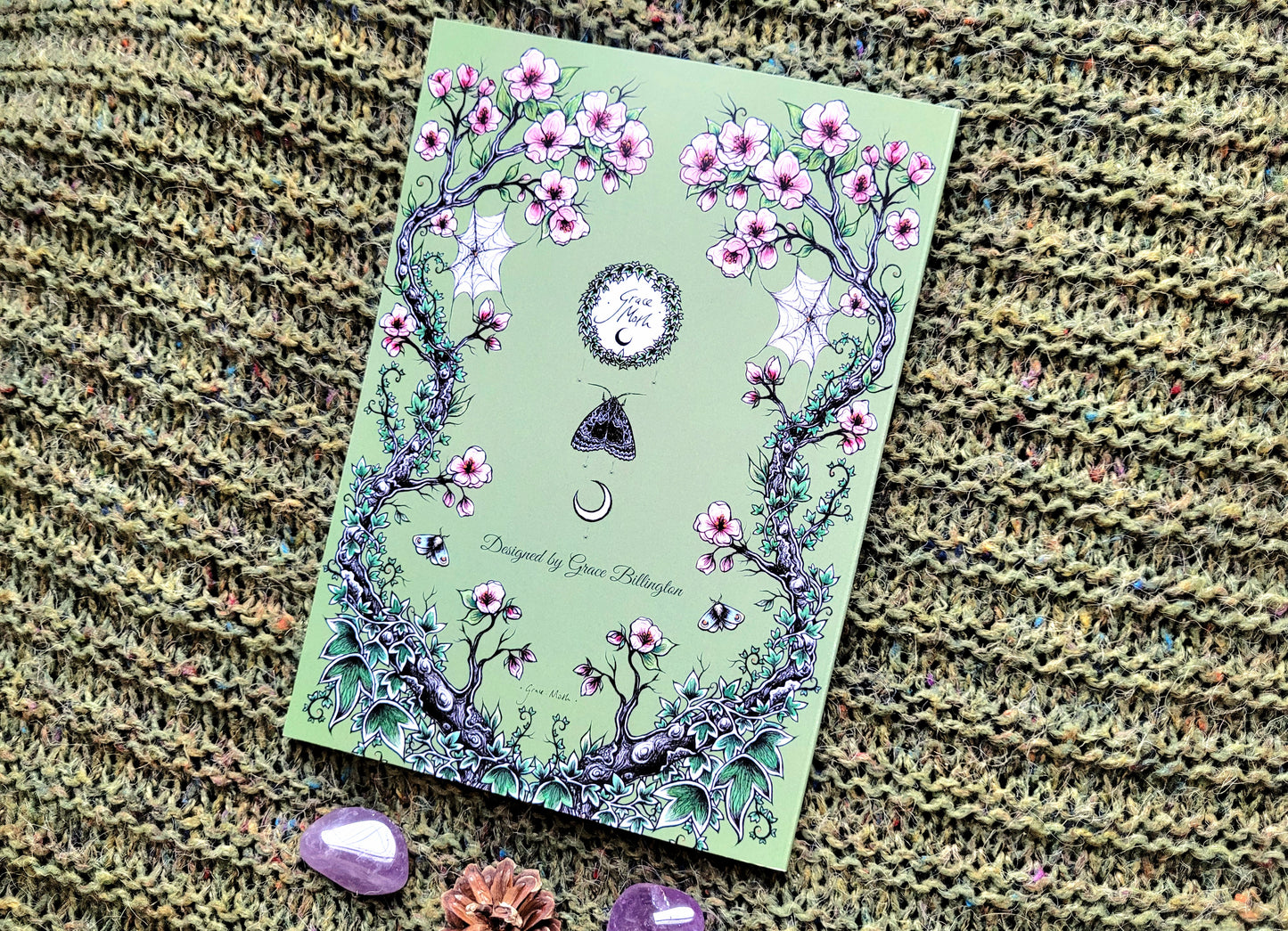 Pink Blossom Notebook - lined A5 size, 80 pages, professionally printed - by Grace Moth