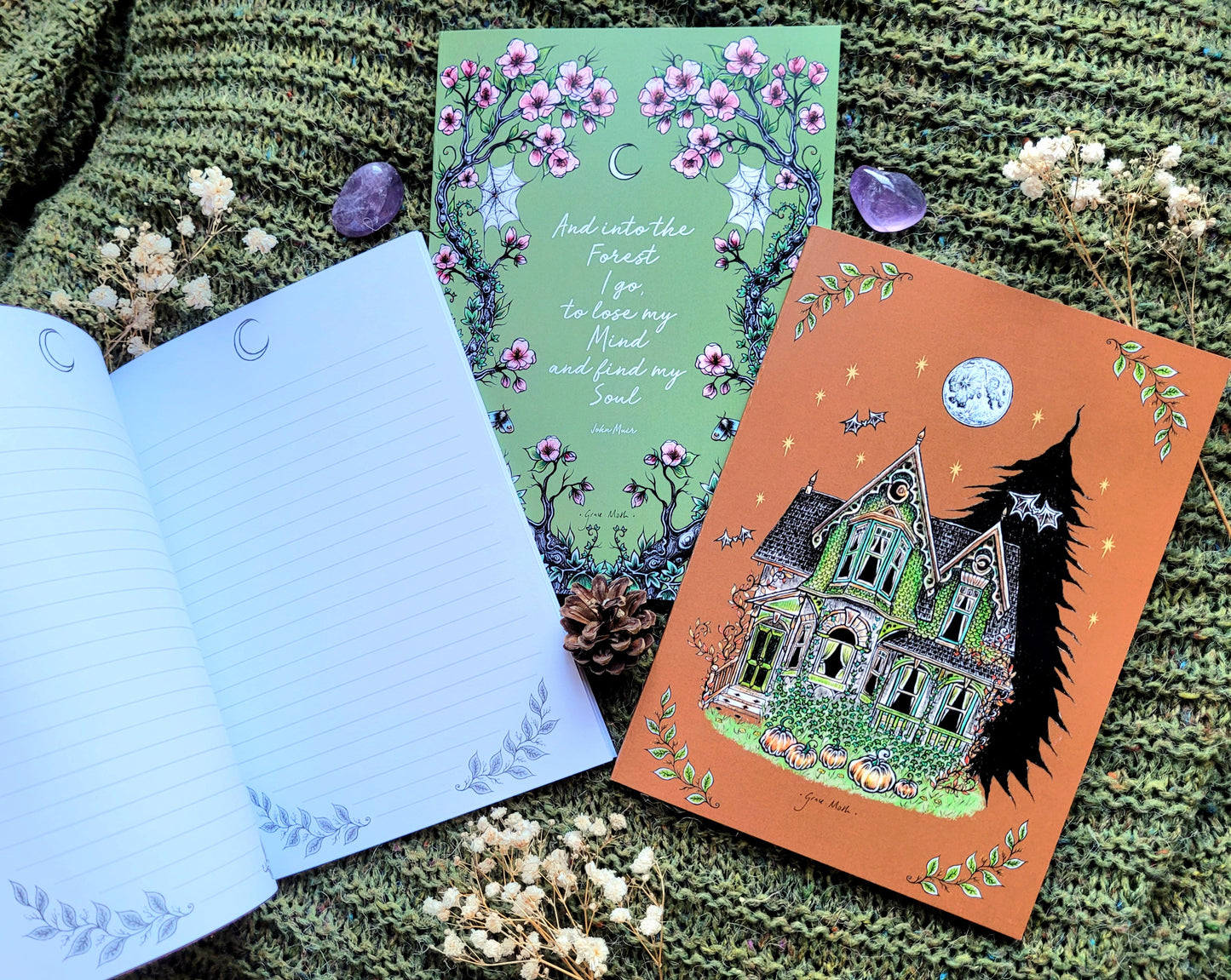 Autumn House Notebook - lined A5 size, 80 pages, professionally printed - by Grace Moth