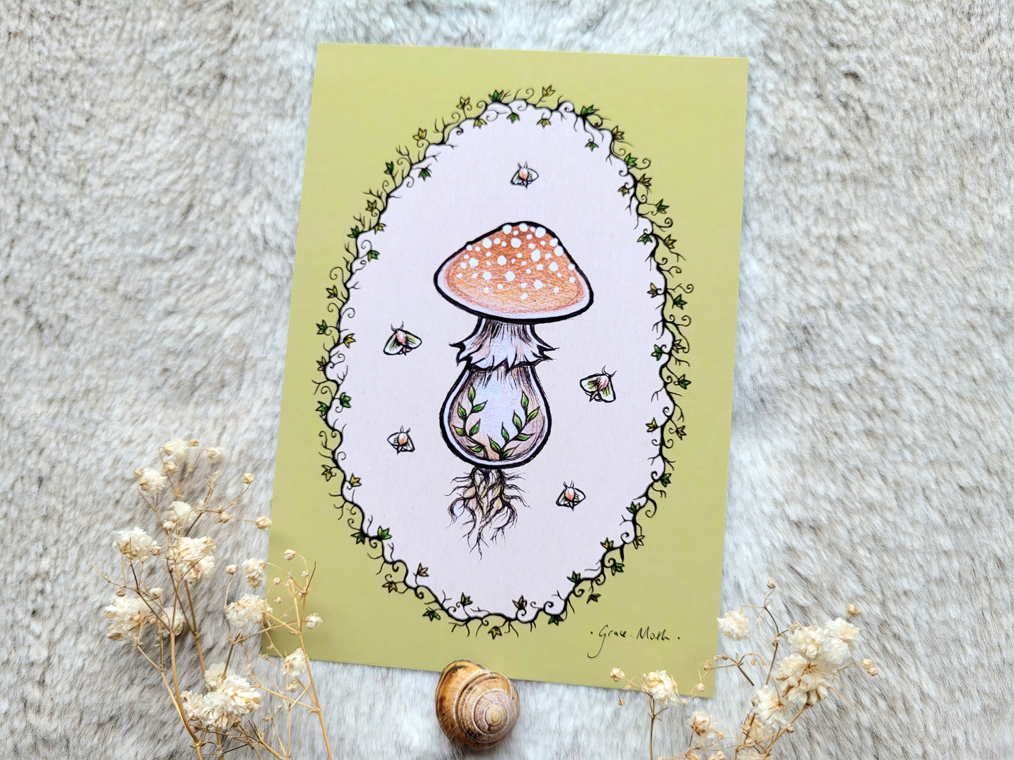Peach Mushroom - A6 print by Grace Moth - 5.8 x 4.1