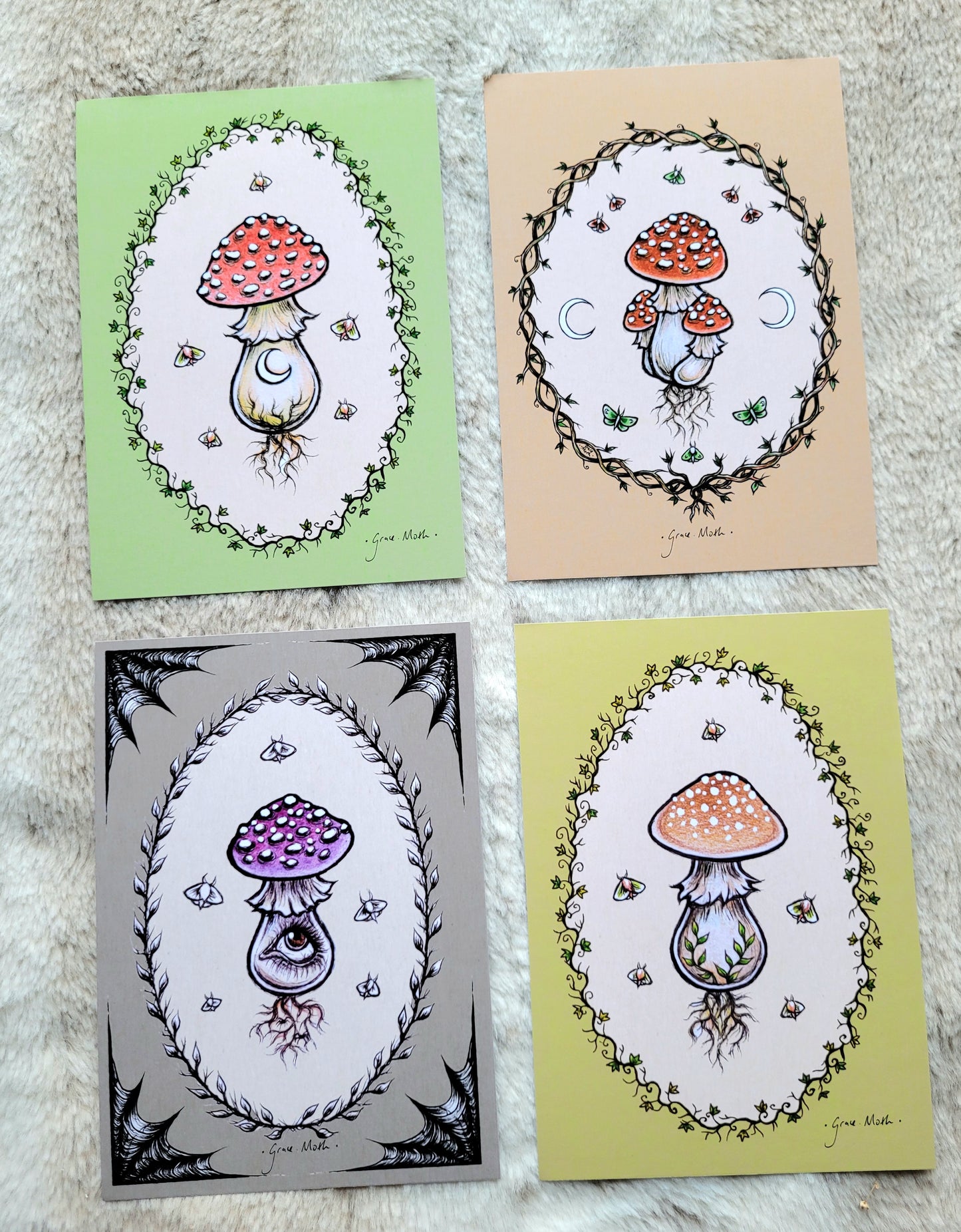 Red Moon Mushroom - A6 print by Grace Moth - 5.8 x 4.1