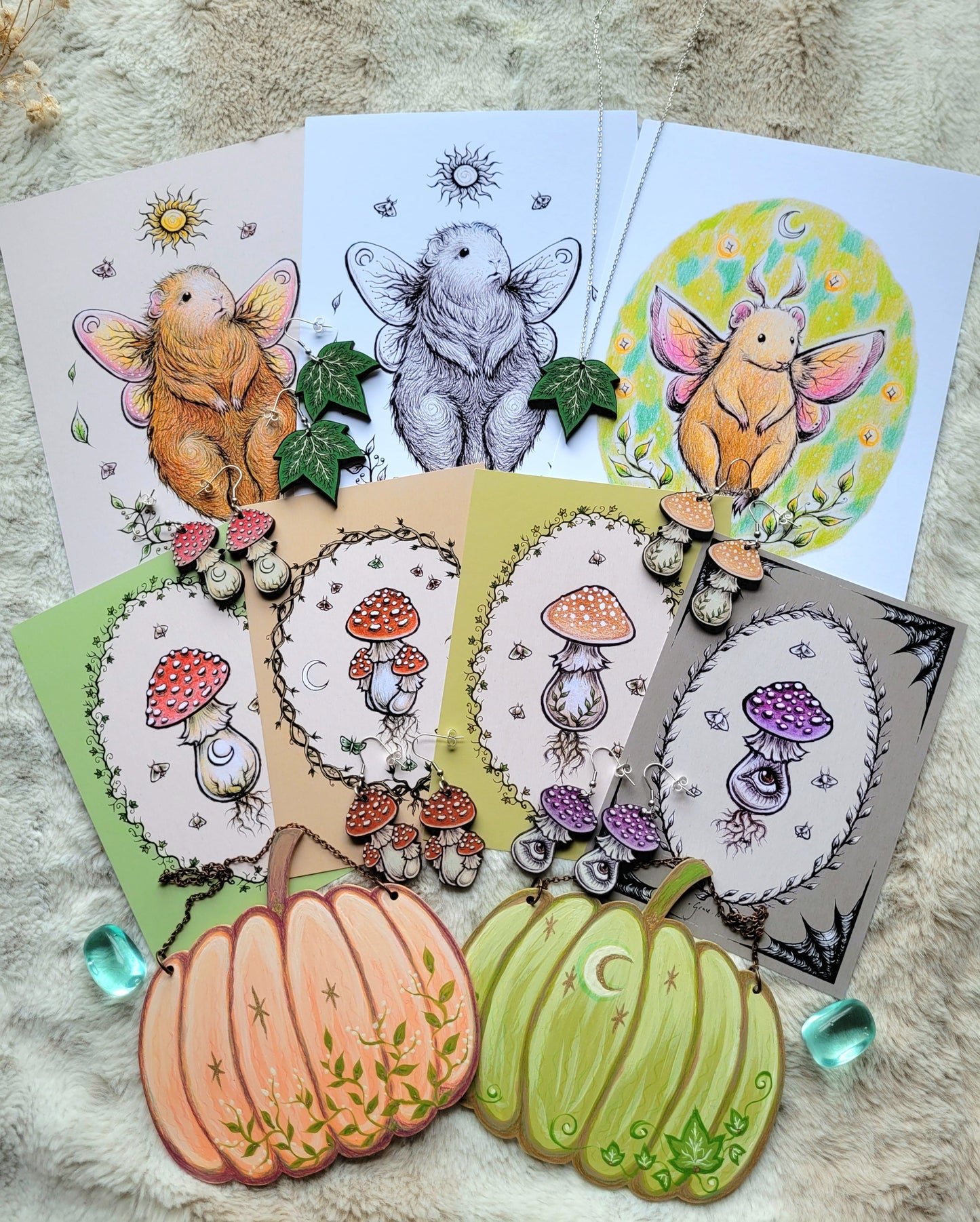 Original painted spring pumpkin - Green - One of a kind handmade wall hanging by Grace Moth
