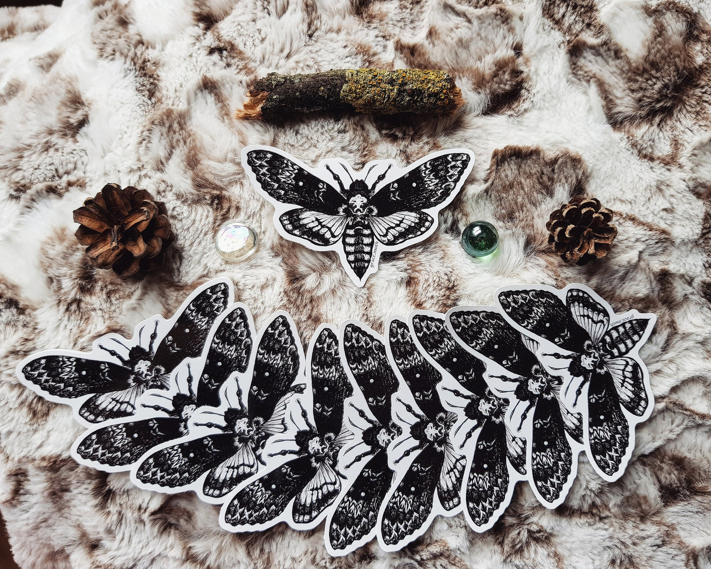 Death Head Hawk Moth - Vinyl Sticker 10cm by 6cm