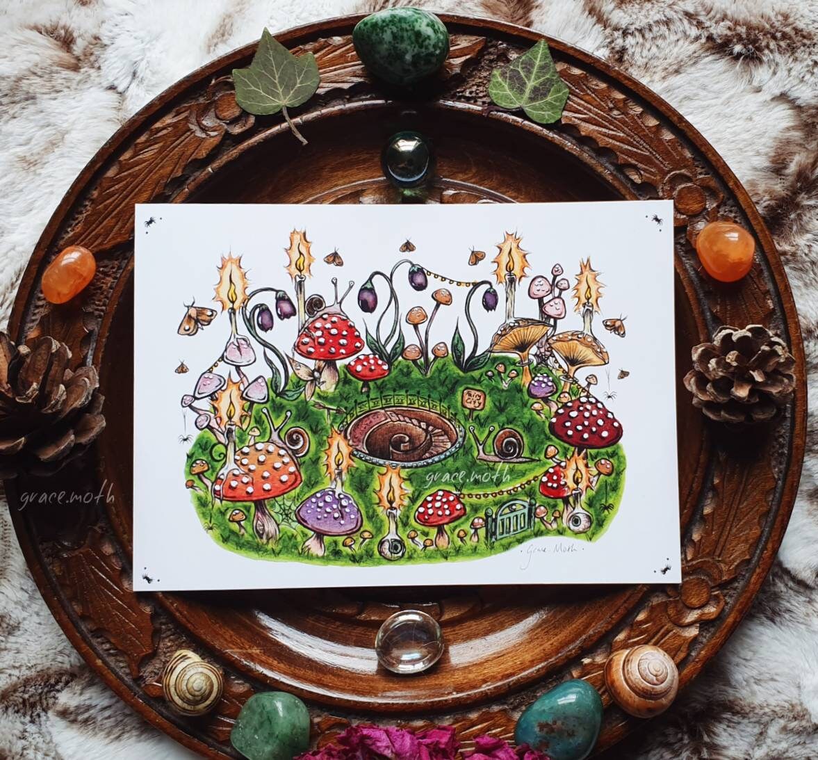 Mushroom circle - A6 print by Grace Moth - 5.8 x 4.1