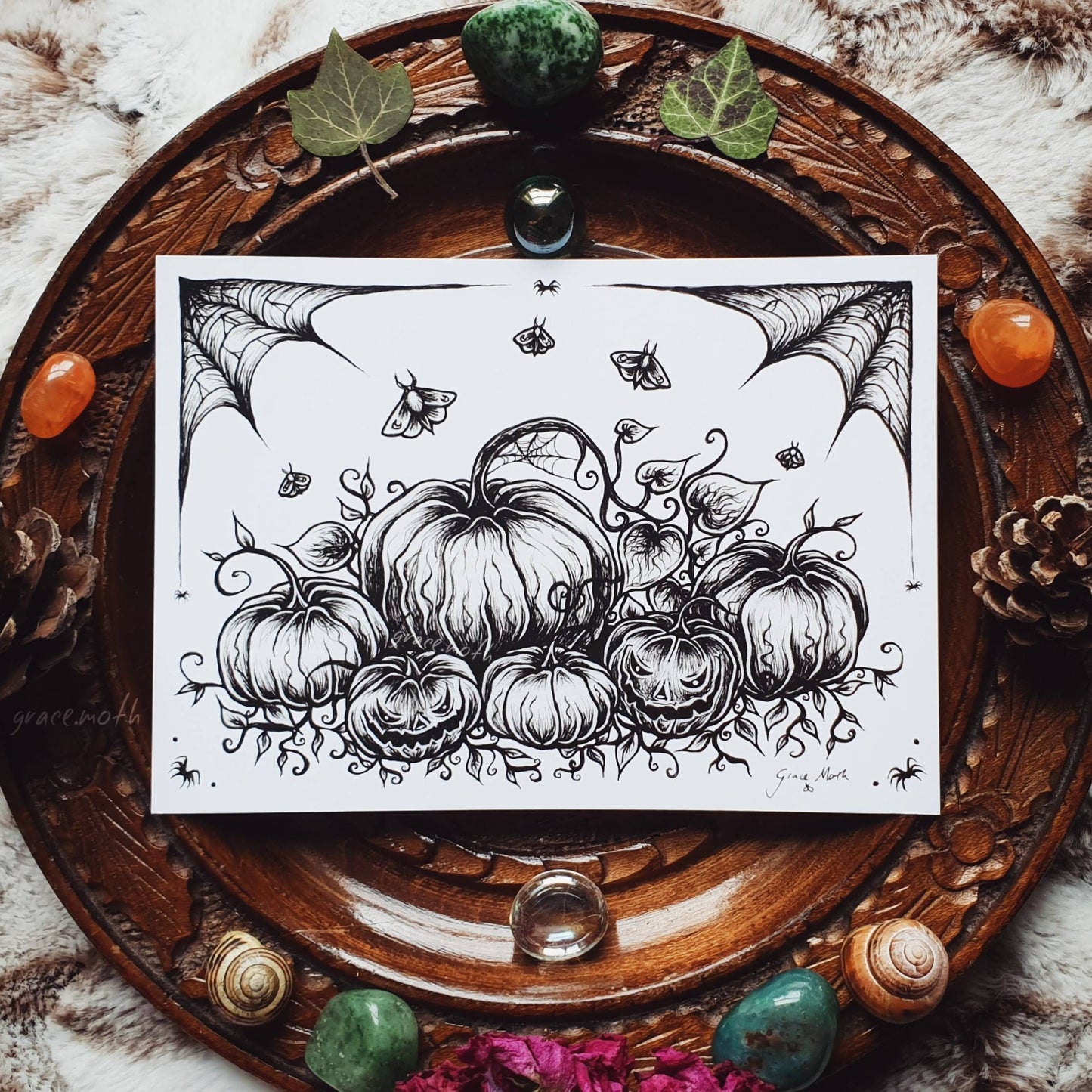 Inky Pumpkin Patch - A6 Halloween print by Grace Moth - 5.8 x 4.1