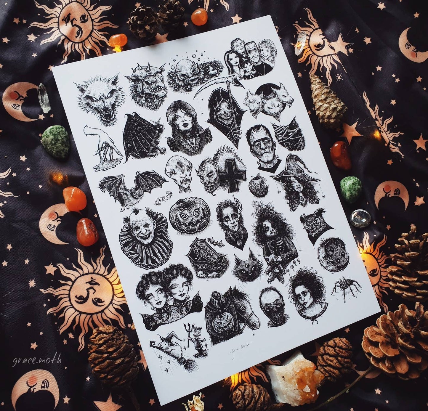 Drawlloween 2017 - A4 art print by Grace Moth - 8.3 x 11.7