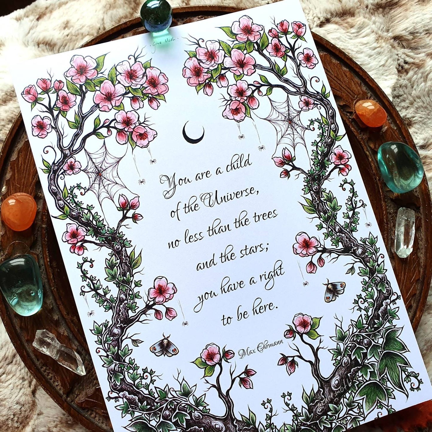 Pink Blossom - child of the universe - A5 art print by Grace Moth - 5.8 x 8.3