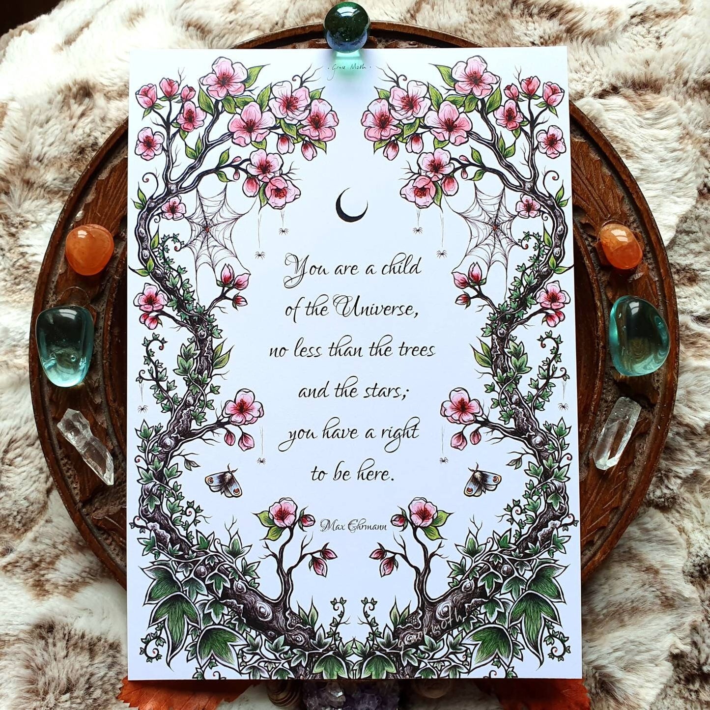 Pink Blossom - child of the universe - A5 art print by Grace Moth - 5.8 x 8.3