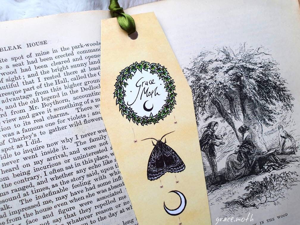 Plant Babies coffin Bookmark - illustrated by Grace Moth, ribbon and laminating options