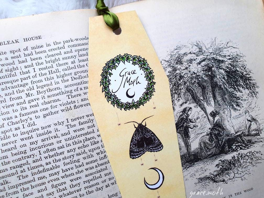 Vampire coffin Bookmark - illustrated by Grace Moth, ribbon and laminating options