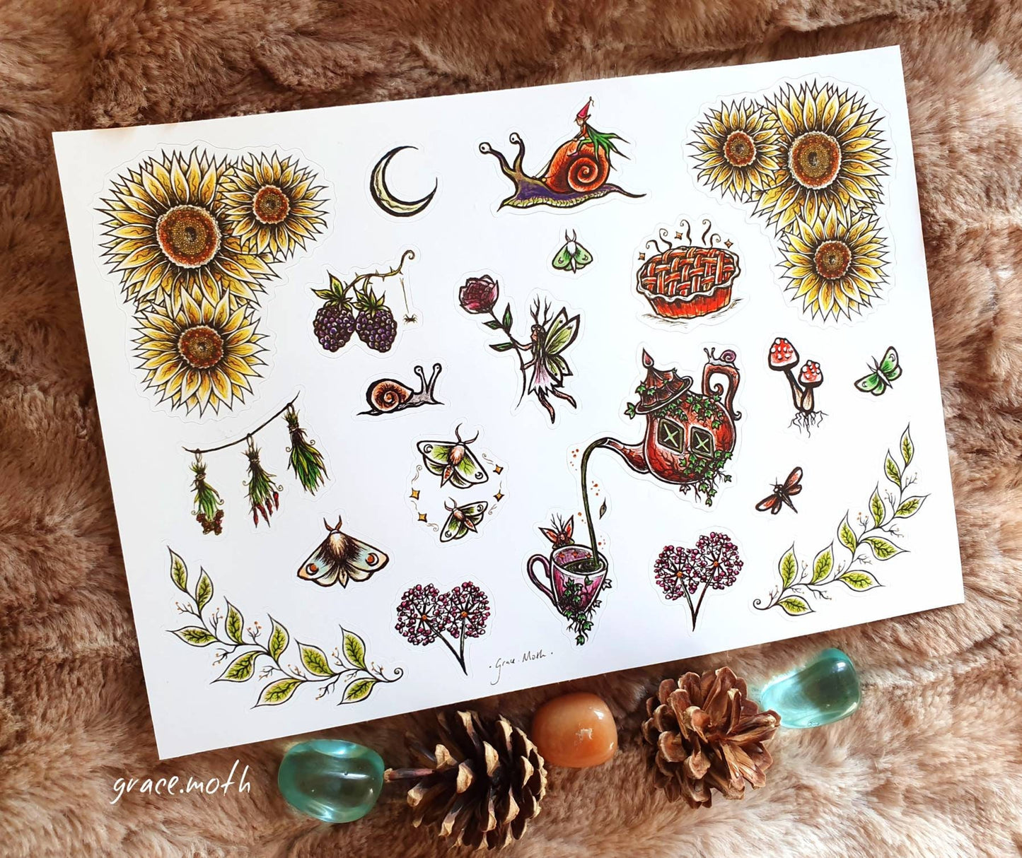 Fairy Sticker Sheet by Grace Moth - A5, 5.8 x 8.3