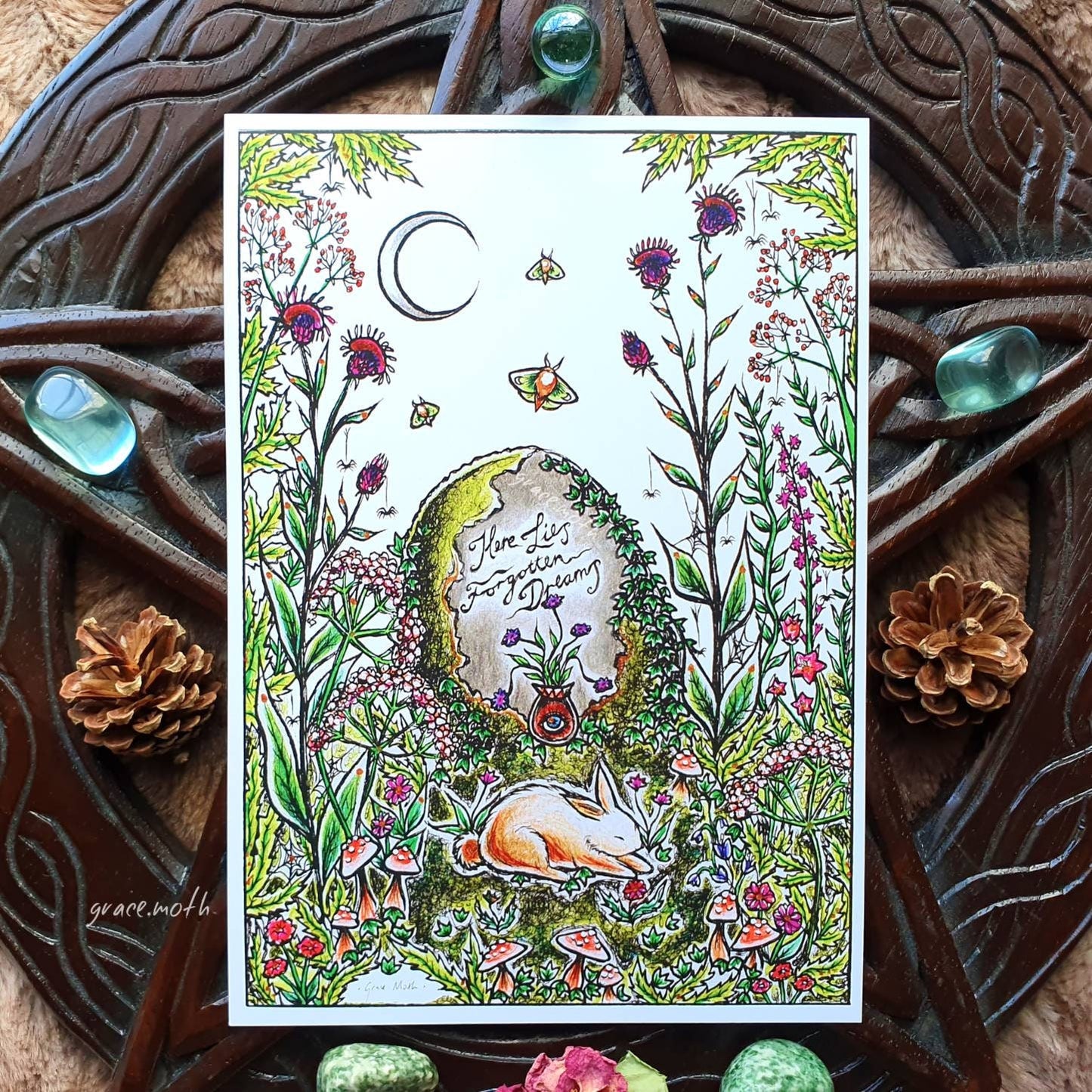 Gravestone - A5 art print by Grace Moth - 5.8 x 8.3