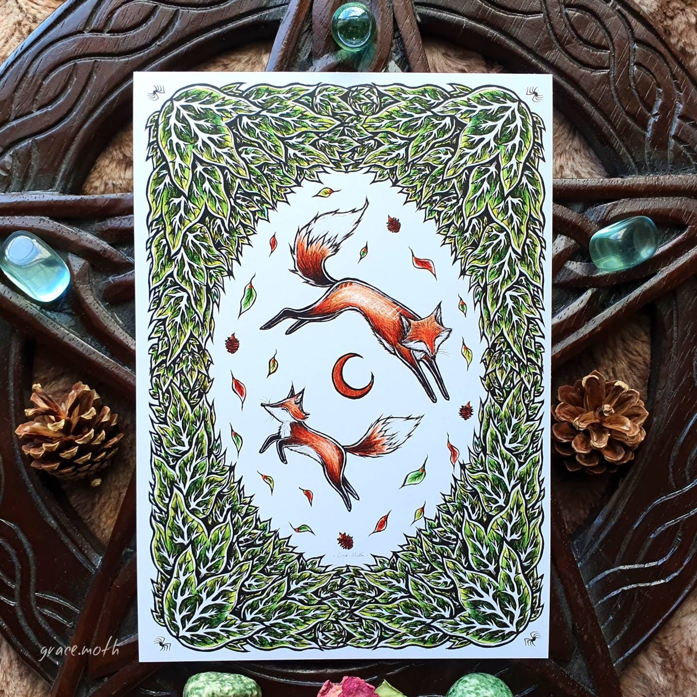 Fox Dance - A5 art print by Grace Moth - 5.8 x 8.3