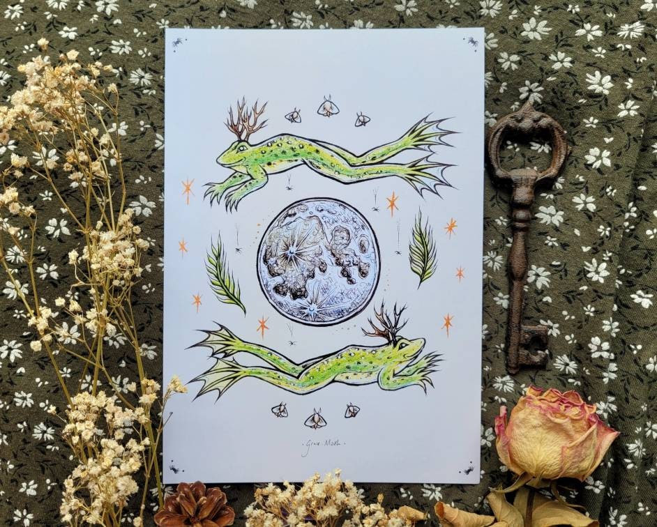 Frog Dance - A5 art print by Grace Moth - 5.8 x 8.3