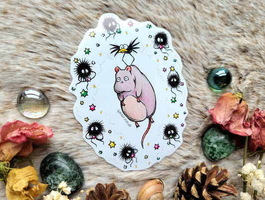 Anime cute Rat - Vinyl Sticker 10cm - Cottagecore - Witchy - Gothic - Illustrated by Grace moth