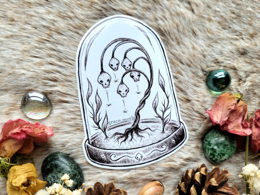 Bell Jar Ghost Plant - Vinyl Sticker 10cm - Cottagecore - Witchy - Gothic - Illustrated by Grace moth