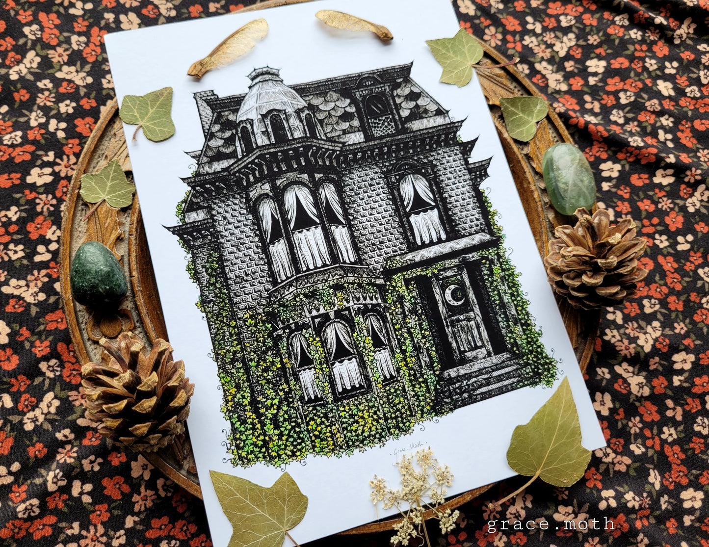 Haunted House - A5, A4 or A3 art print by Grace Moth