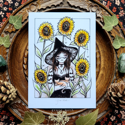 Summer Goth - A6 print by Grace Moth - 5.8 x 4.1 - Cottagecore - Gothic - Witchy