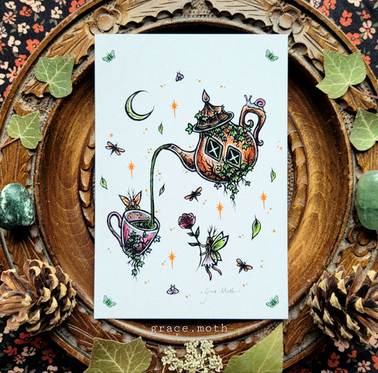 Fairy Tea Party - A6 print by Grace Moth - 5.8 x 4.1