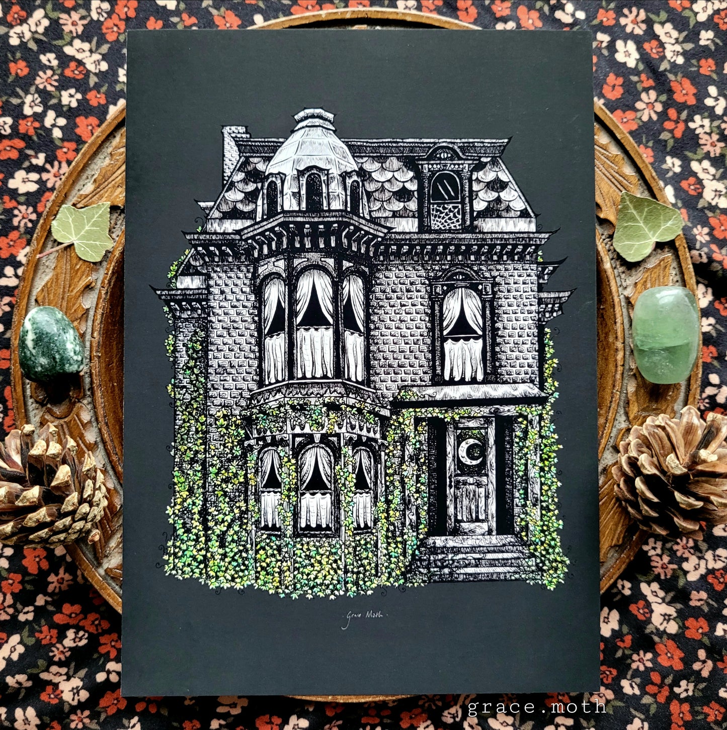 Dark Haunted House - A5, A4 or A3 art print by Grace Moth